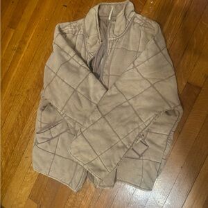 Free People Beige Quilted Puffer Jacket